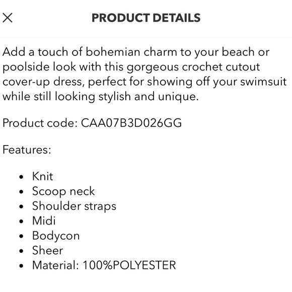 CUPSHE Crotchet Cut Out Cover Up L NWT - Picture 8 of 8